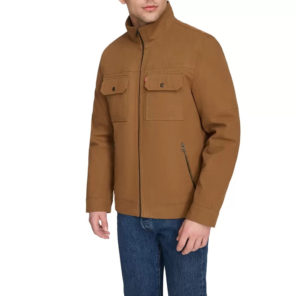 Levi's Barn Chore Jacket Mens Brown Quilt Lined Zip Up Medium
